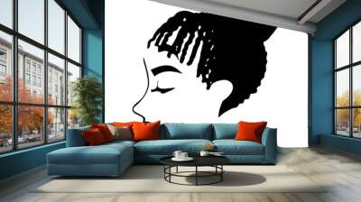 Afro Woman  with Side-Swept Dreadlock, African American Black Woman with curly hair, cut files - cricut, black history Wall mural