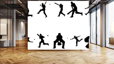 Cricket Sports silhouette vector Wall mural