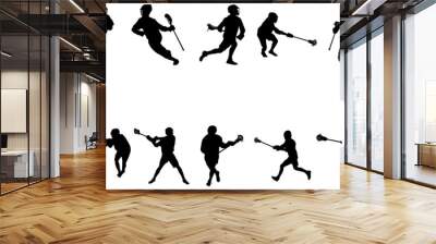 Man Lacrosse silhouette vector Wall mural