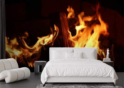 fire in fireplace Wall mural