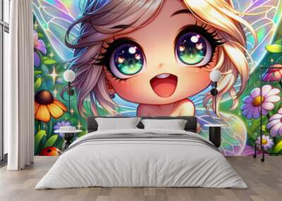 girl with flowers Wall mural