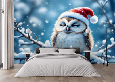 snowy owl in the snow Wall mural