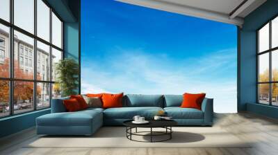 beautiful blue sky with soft cloudy in nature landscape background Wall mural