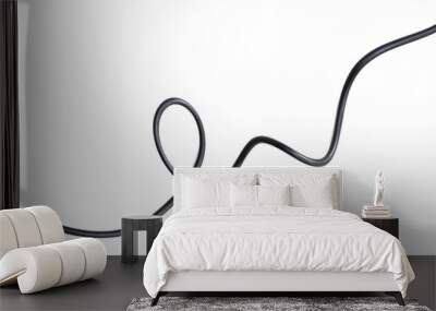 electric black wire cable curled shaped isolate on white background Wall mural