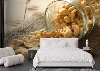 Raw cashews on linen fabric Wall mural