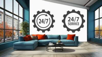 24-7 service icon. Vector illustration on white. Wall mural