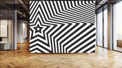 Abstract hypnotic pattern of black and white lines. Optical illusion. Op art illustration. Wall mural