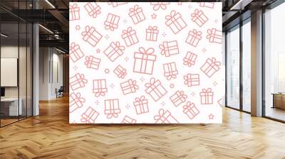 gift box seamless pattern with icons. Wall mural