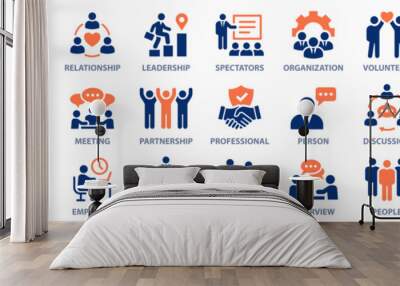 people icon set. collection of team, person, group, family, human and more. vector illustration. eas Wall mural