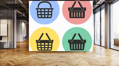 Shopping basket icon set. Wall mural