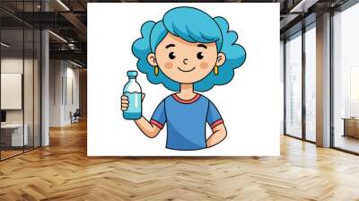 Cheerful Girl with Water Bottle Wall mural