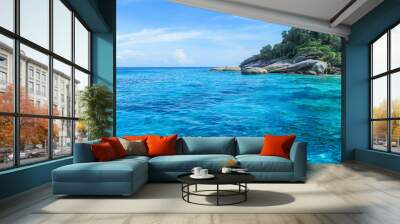 The water is clear until seeing the coral reef. At the Similan Islands, Phang Nga, Thailand Wall mural