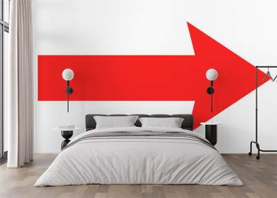 red arrow isolated on white Wall mural