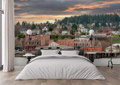 Port Townsend, Washington Waterfront Skyline. Panoramic view of the historic waterfront and downtown area of this port city. Noted for its Victorian houses and significant historical buildings. Wall mural