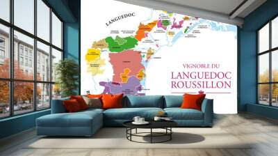 Carte du Vignoble du Languedoc-Roussillon Wall mural