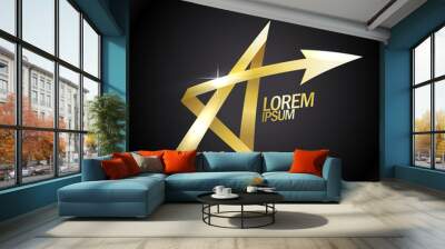 letter a like a gold star, vector logo. Wall mural