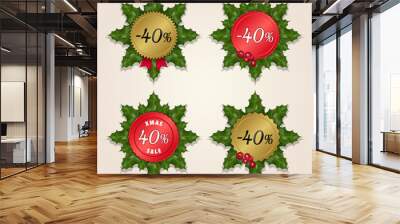 Christmas Sale 40% - Mistletoe Labels Wall mural