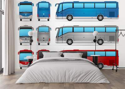 vector bus - front - back - side view Wall mural