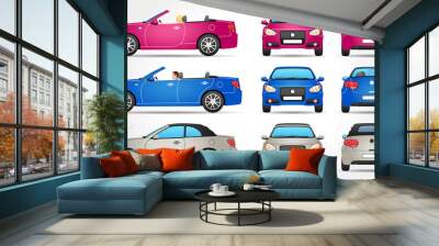 Vector Cabriolet - Profile - Front - Back view Wall mural