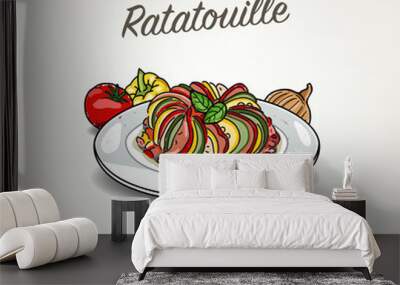 Vector Ratatouille on Plate Wall mural