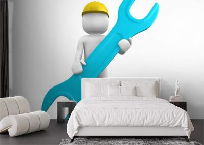 3d small people with a wrench in hands Wall mural