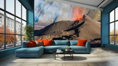 volcano in eruption, year 2017, reunion island, piton de la fournaise Wall mural