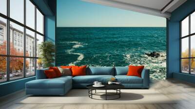 Front view of turquoise ocean water and horizon in Spain Wall mural