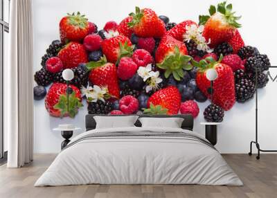 Berries on white Background Wall mural