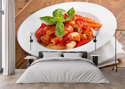 pasta with tomatoes and basil Wall mural