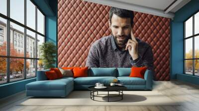 Feelance Businessman Working from Restaurant Wall mural