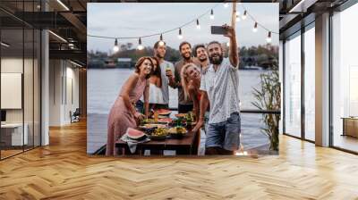 Friends Taking Selfie Wall mural