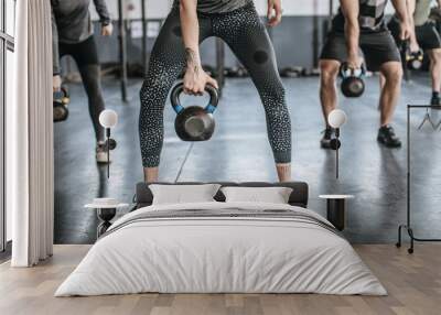 People Doing Workouts at Gym Wall mural