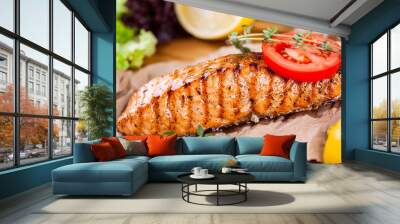 Grilled salmon Wall mural