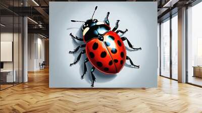 a lady bug sitting on top of a white surface Wall mural