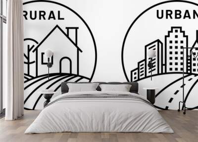 Icon rural and urban area, marketing icon, market reasearch Wall mural