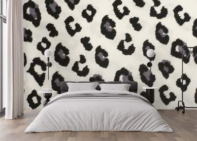 Black and grey leopard pattern. Black and white spotted animal print as background. Wall mural