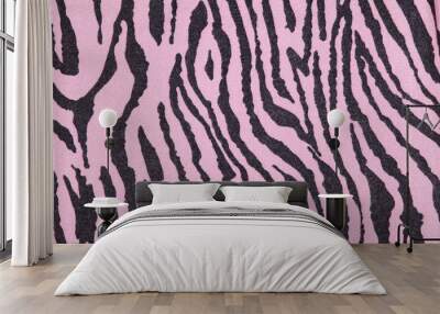 Pink and black zebra pattern. Striped animal print as background. Wall mural