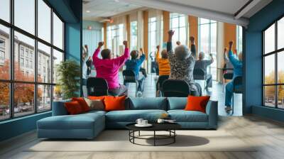 Chair Fitness: Seniors Stay Active in Community Center Class Wall mural