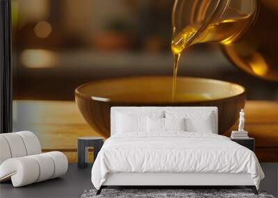 Liquid Sunshine: Olive Oil Pouring into a Bowl Wall mural