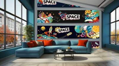 Space cartoon style Wall mural