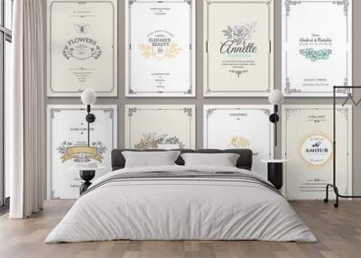 vintage creative cards template with beautiful flourishes ornament elements. elegant design for corp Wall mural