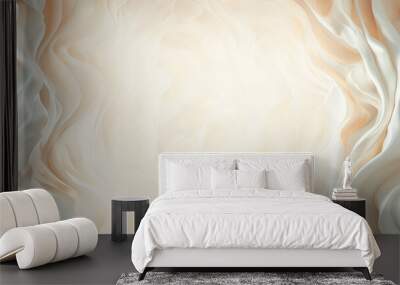 Empty page template with abstract beige color silk like waves background. Generative AI Wall mural