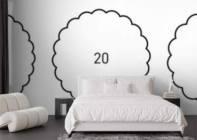 Flower like circle with wavy or semicircular edge, version with different number of petal shapes Wall mural