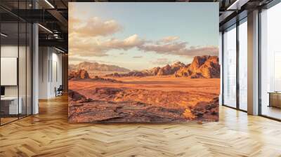 Red Mars like landscape in Wadi Rum desert, Jordan, this location was used as set for many science fiction movies Wall mural