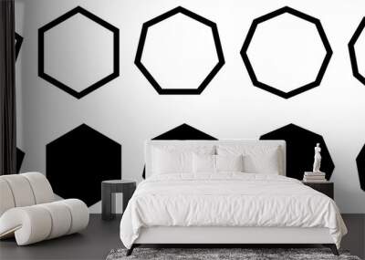 Set of simple polygons with five to nine sides. Filled and outline version Wall mural