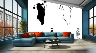 Simple (only sharp corners) map - Kingdom of Bahrain vector drawing. Mercator projection. Filled and outline version. Wall mural