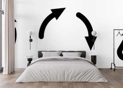 Three rounded arrows forming circle and triangle shape - simple cycle  or change icon Wall mural