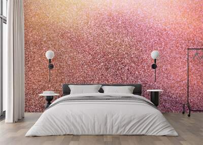 Bright Background image of glitter texture in pink and gold shades. Wall mural