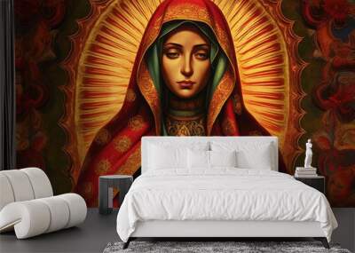 Beautiful lady of guadalupe mexico saint holy faith. Generative AI Wall mural