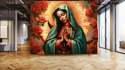 Beautiful lady of guadalupe mexico saint holy faith. Wall mural